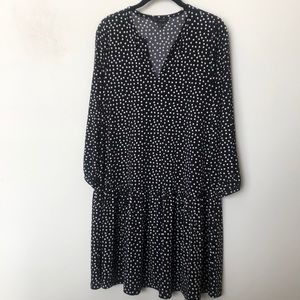 Black & white polka drop waist dress